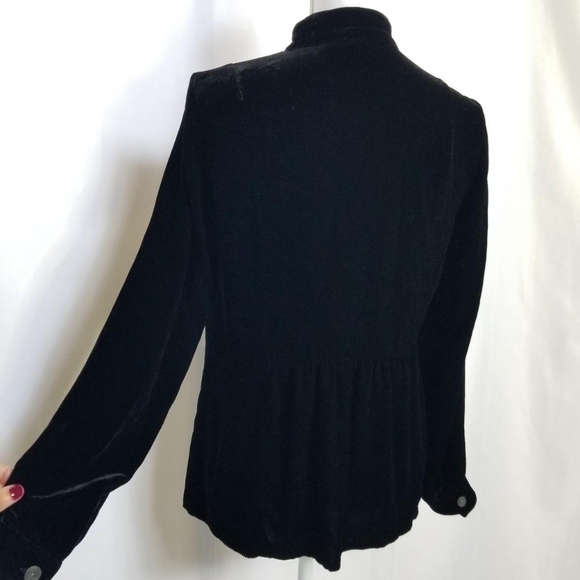 J.jill black silk & rayon black velvet velour long-sleeve blouse shirt top sz Sm - Picture 5 of 8